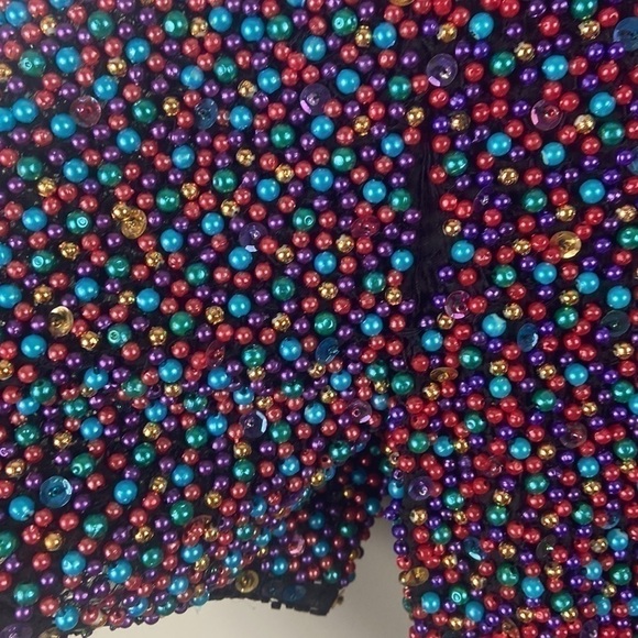Vintage 80’s Heavy Hand Beaded and Sequinned Dress Size M - Picture 7 of 11
